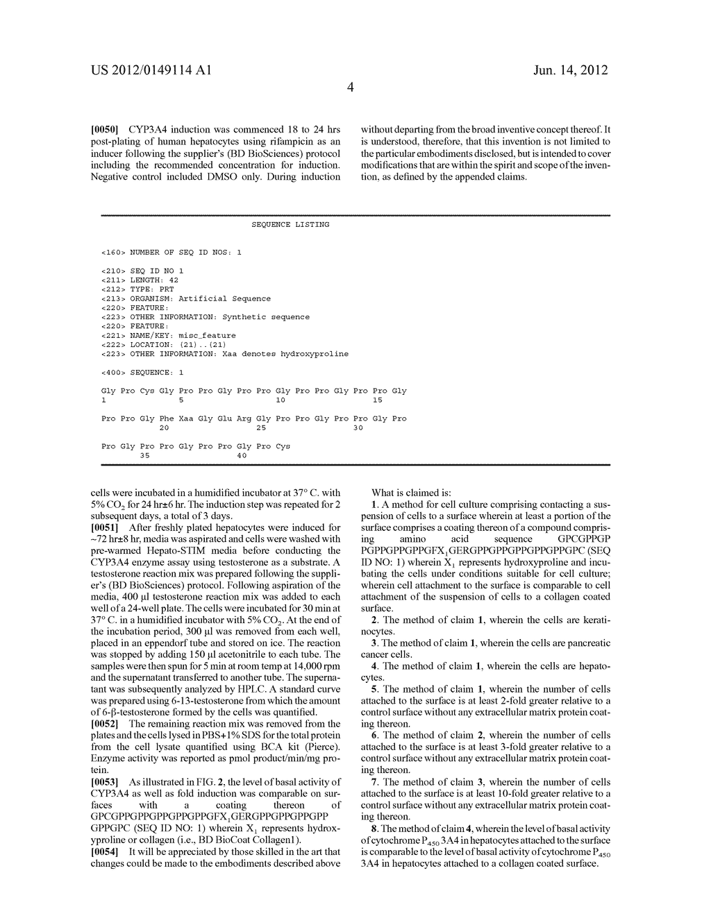 Methods For Cell Culture Using A Synthetic, Defined Collagen Mimetic     Surface - diagram, schematic, and image 13