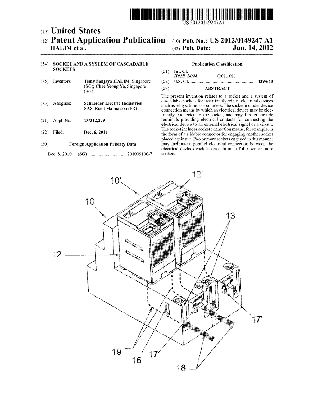 SOCKET AND A SYSTEM OF CASCADABLE SOCKETS - diagram, schematic, and image 01