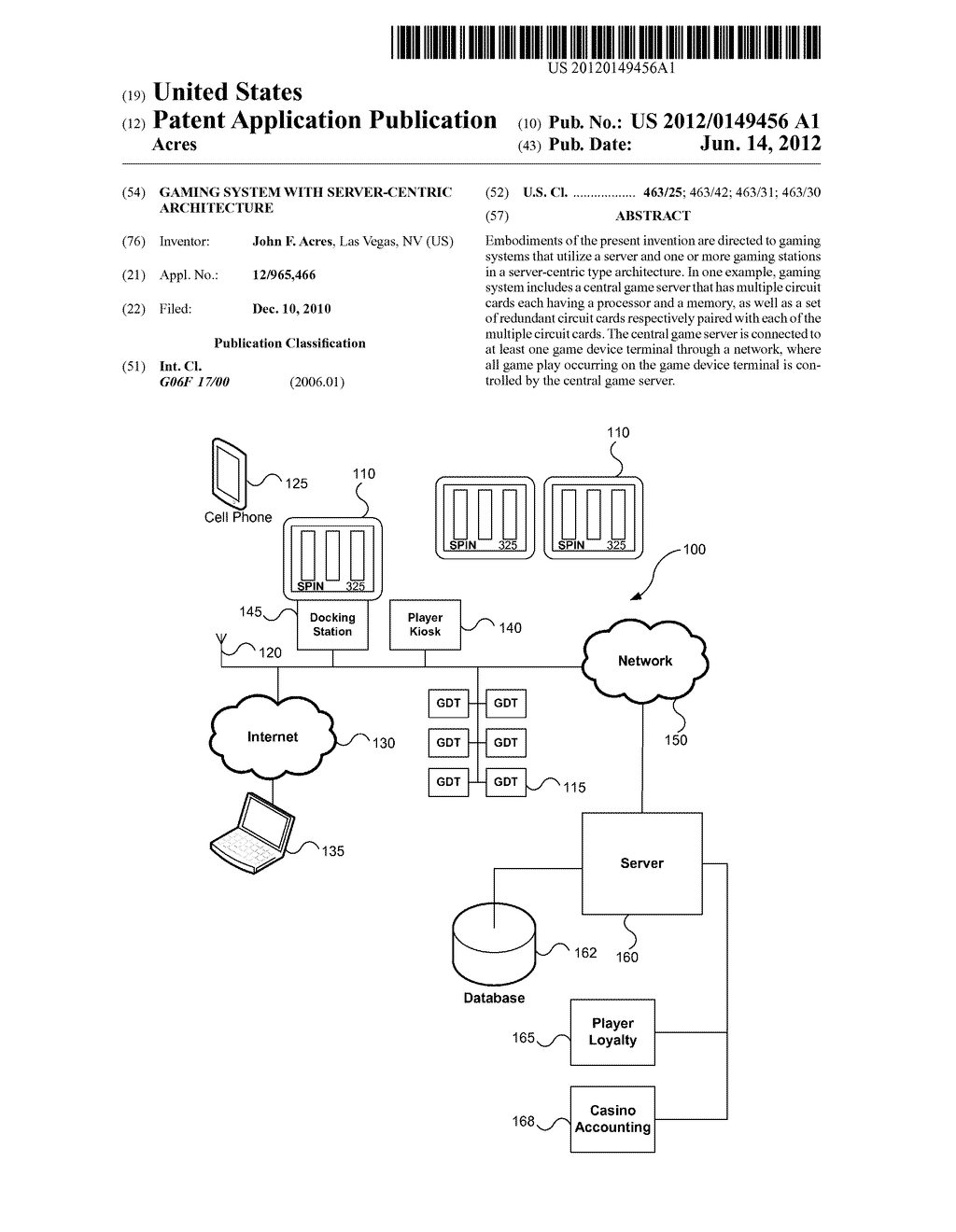 GAMING SYSTEM WITH SERVER-CENTRIC ARCHITECTURE - diagram, schematic, and image 01