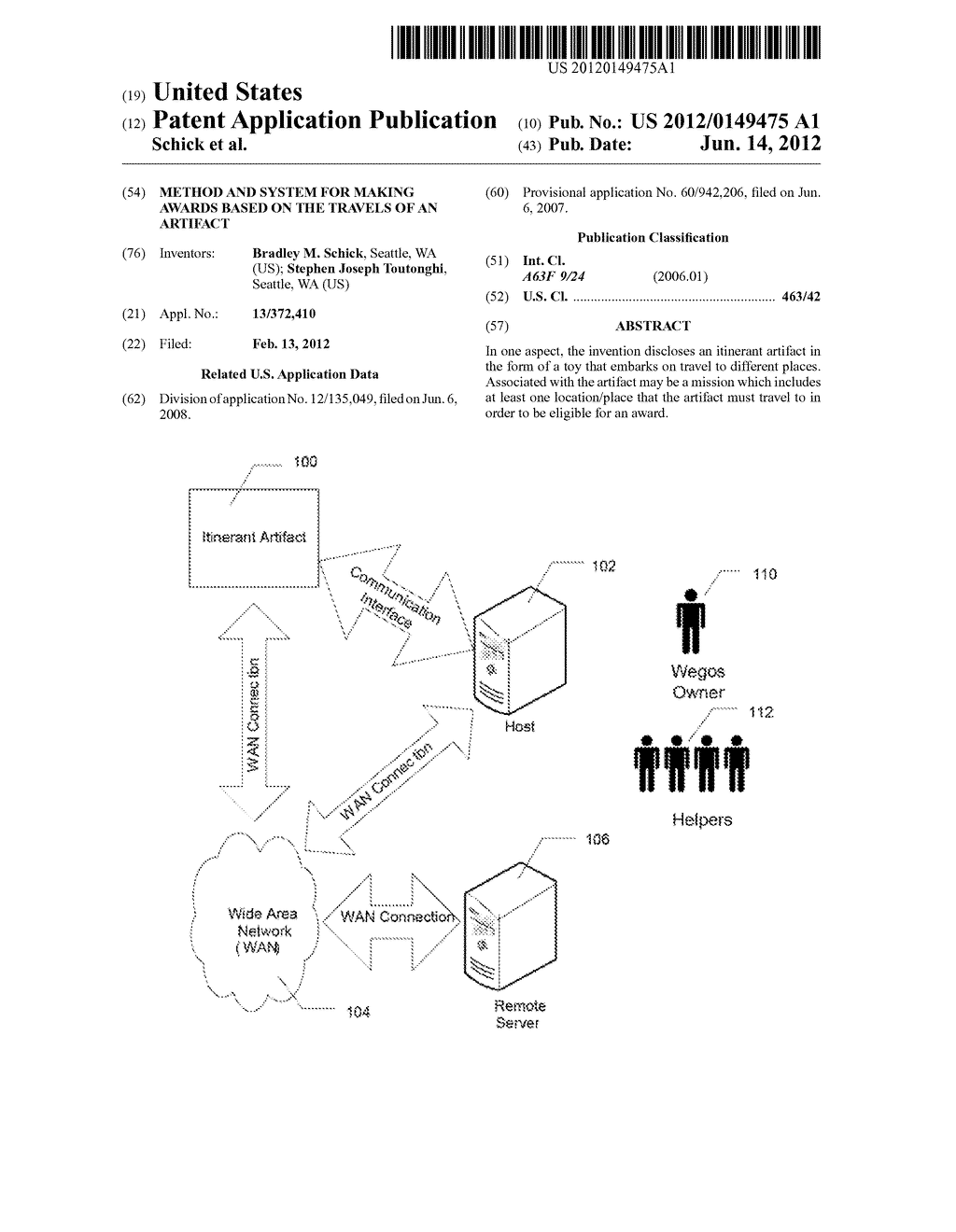 METHOD AND SYSTEM FOR MAKING AWARDS BASED ON THE TRAVELS OF AN ARTIFACT - diagram, schematic, and image 01