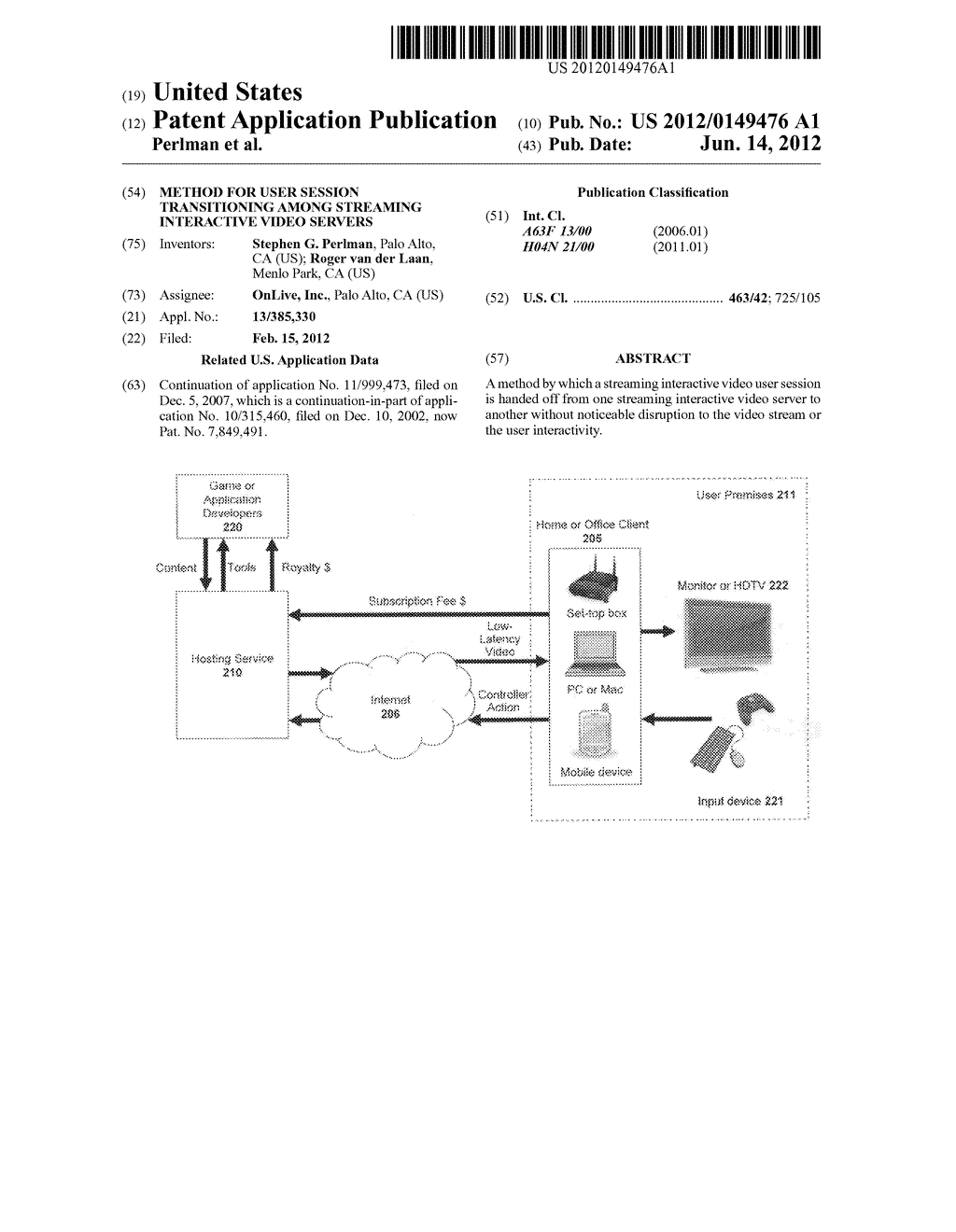 Method for user session transitioning among streaming interactive video     servers - diagram, schematic, and image 01