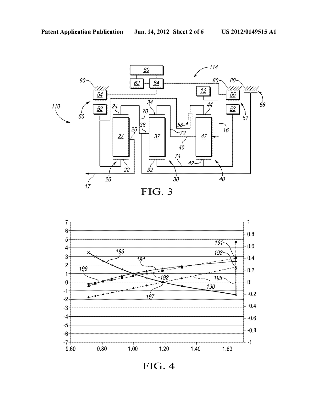 HYBRID TRANSMISSION WITH THREE PLANETARY GEAR SETS AND THREE     INTERCONNECTING MEMBERS AND WITH SYNCHRONOUS SHIFT BETWEEN SERIES AND     COMPOUND-SPLIT OPERATING MODES - diagram, schematic, and image 03