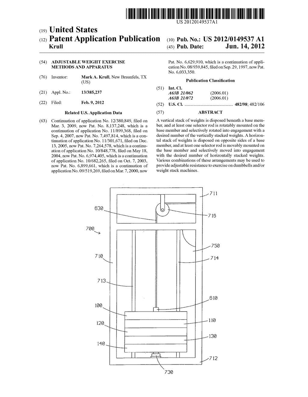 Adjustable weight exercise methods and apparatus - diagram, schematic, and image 01