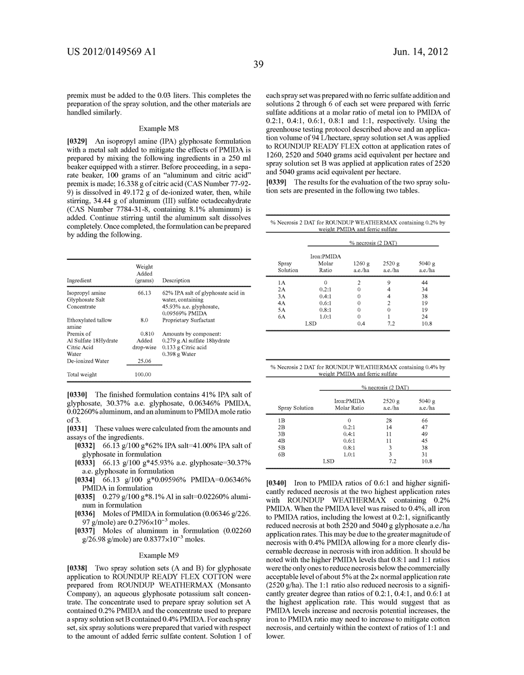 Mitigating Necrosis in Transgenic Glyphosate-Tolerant Cotton Plants     Treated with Herbicidal Glyphosate Formulations - diagram, schematic, and image 51