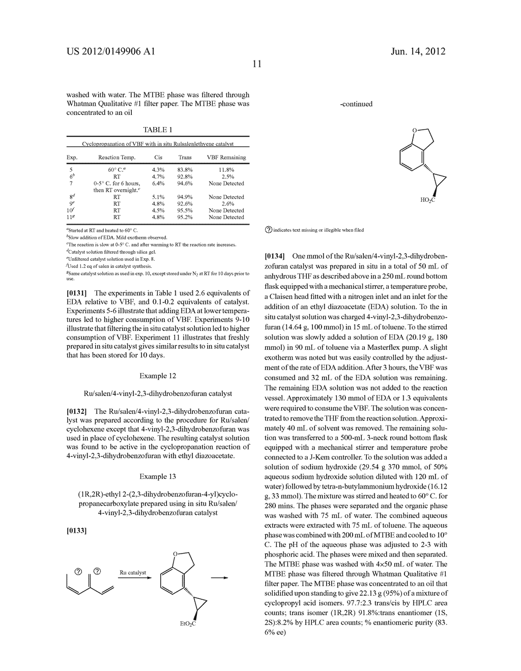 RUTHENIUM (II) CATALYSTS FOR USE IN STEREOSELECTIVE CYCLOPROPANATIONS - diagram, schematic, and image 12