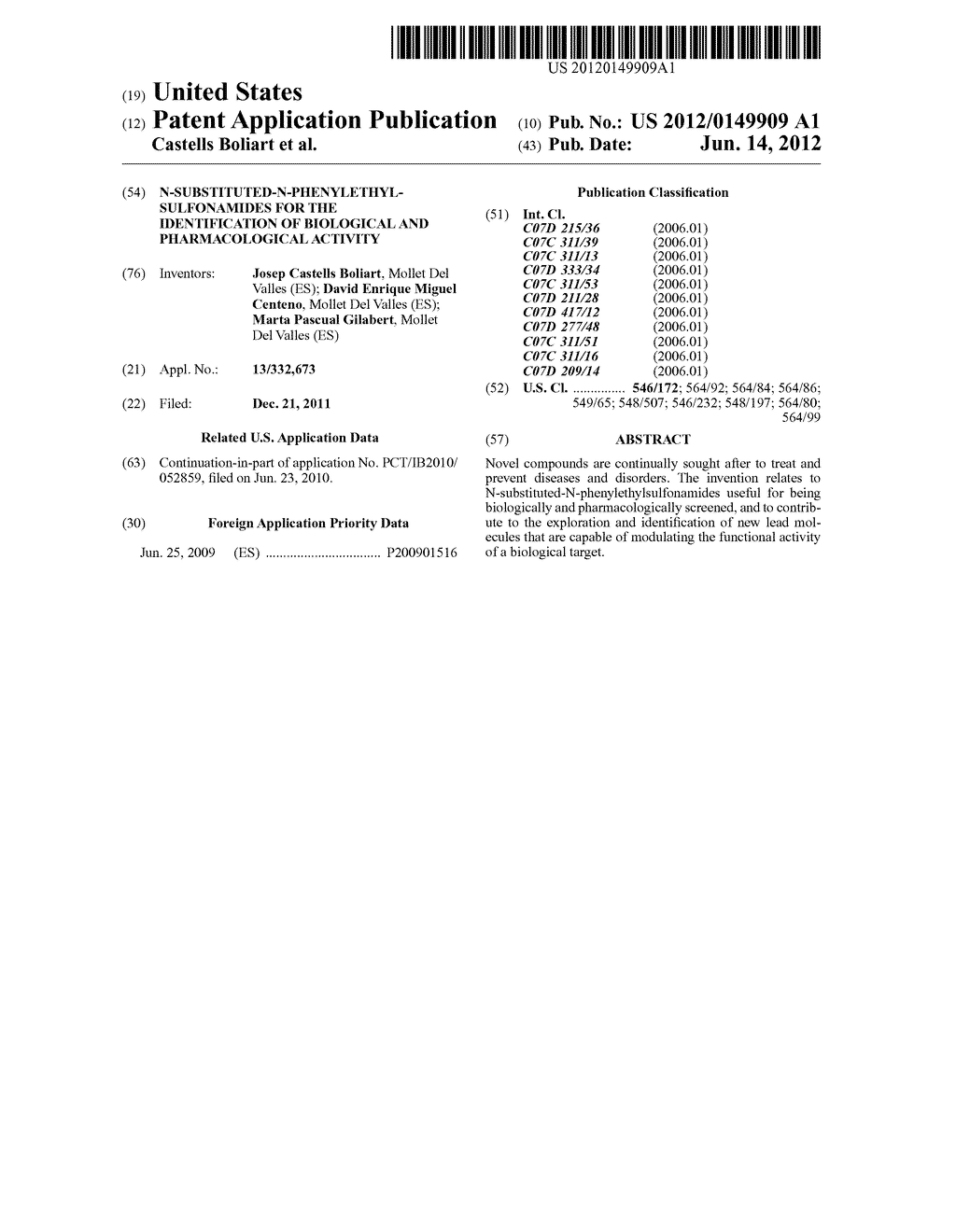 N-SUBSTITUTED-N-PHENYLETHYLSULFONAMIDES FOR THE IDENTIFICATION OF     BIOLOGICAL AND PHARMACOLOGICAL ACTIVITY - diagram, schematic, and image 01