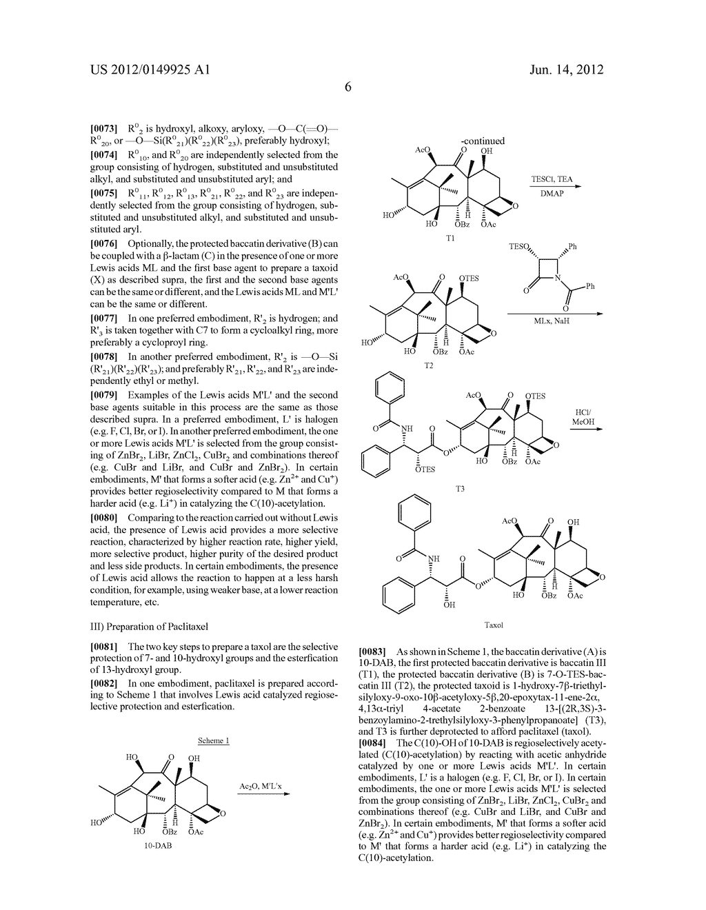 PROCESS FOR PREPARING TAXOIDS FROM BACCATIN DERIVATIVES USING LEWIS ACID     CATALYST - diagram, schematic, and image 07