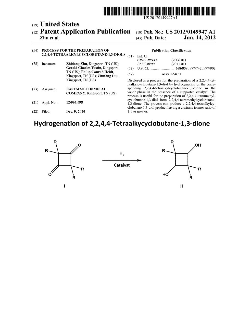 PROCESS FOR THE PREPARATION OF 2,2,4,4-TETRAALKYLCYCLOBUTANE-1,3-DIOLS - diagram, schematic, and image 01