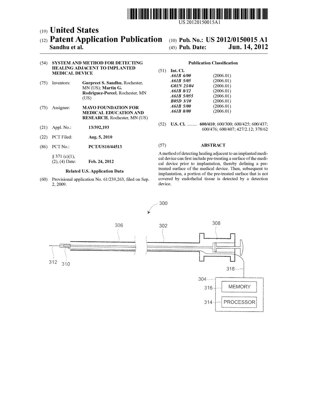 SYSTEM AND METHOD FOR DETECTING HEALING ADJACENT TO IMPLANTED MEDICAL     DEVICE - diagram, schematic, and image 01