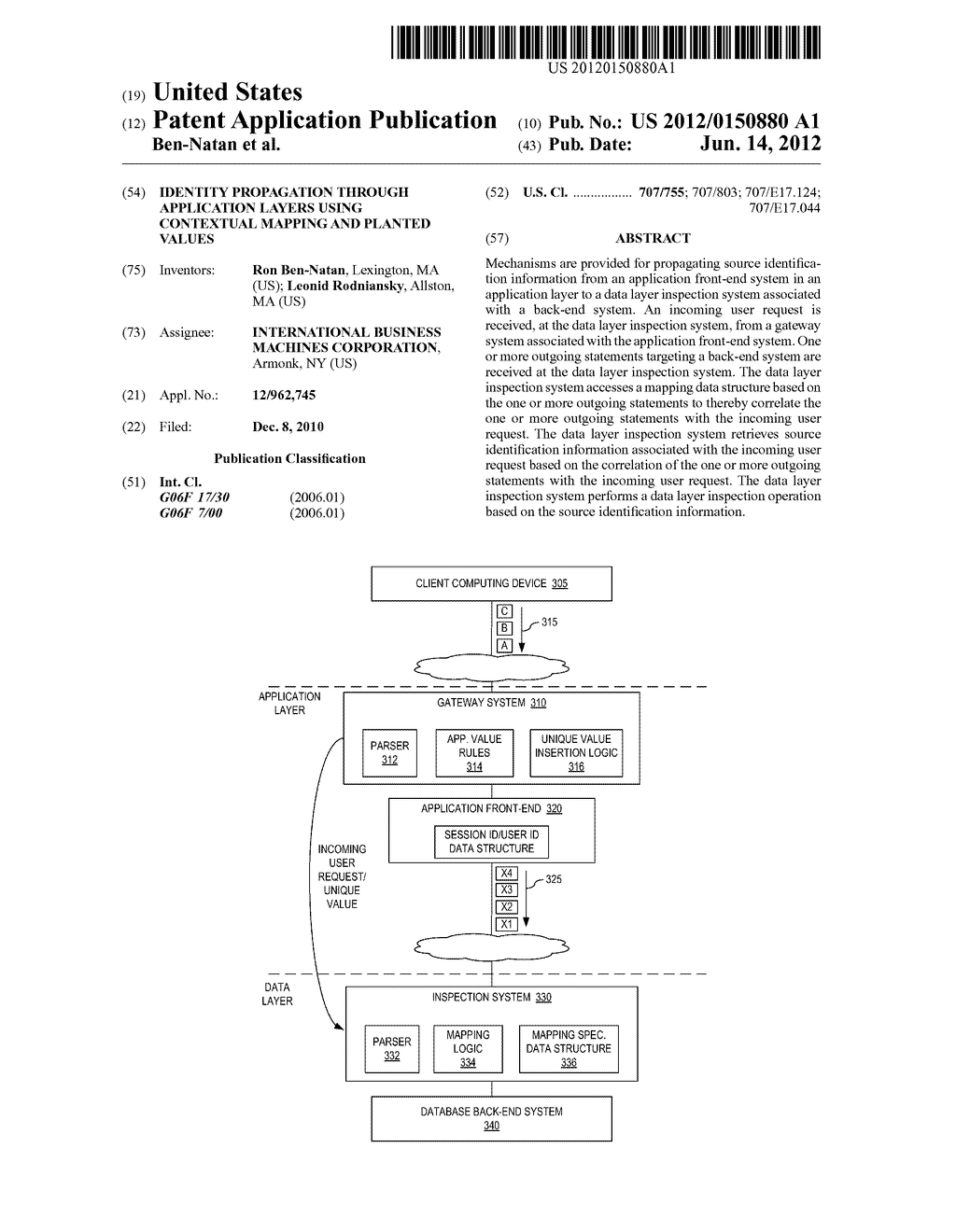 Identity Propagation through Application Layers Using Contextual Mapping     and Planted Values - diagram, schematic, and image 01