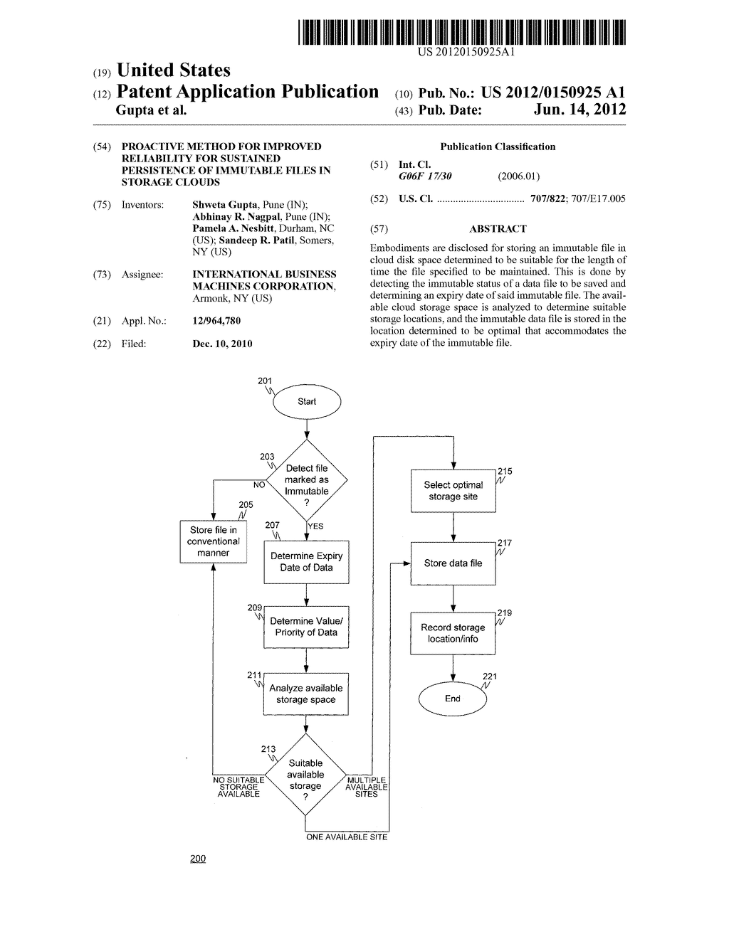 Proactive Method for Improved Reliability for Sustained Persistence of     Immutable Files in Storage Clouds - diagram, schematic, and image 01