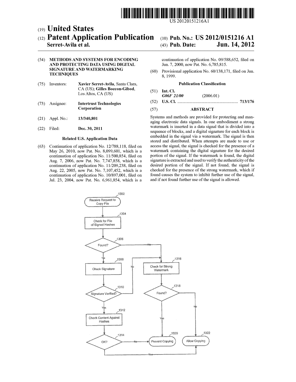 METHODS AND SYSTEMS FOR ENCODING AND PROTECTING DATA USING DIGITAL     SIGNATURE AND WATERMARKING TECHNIQUES - diagram, schematic, and image 01