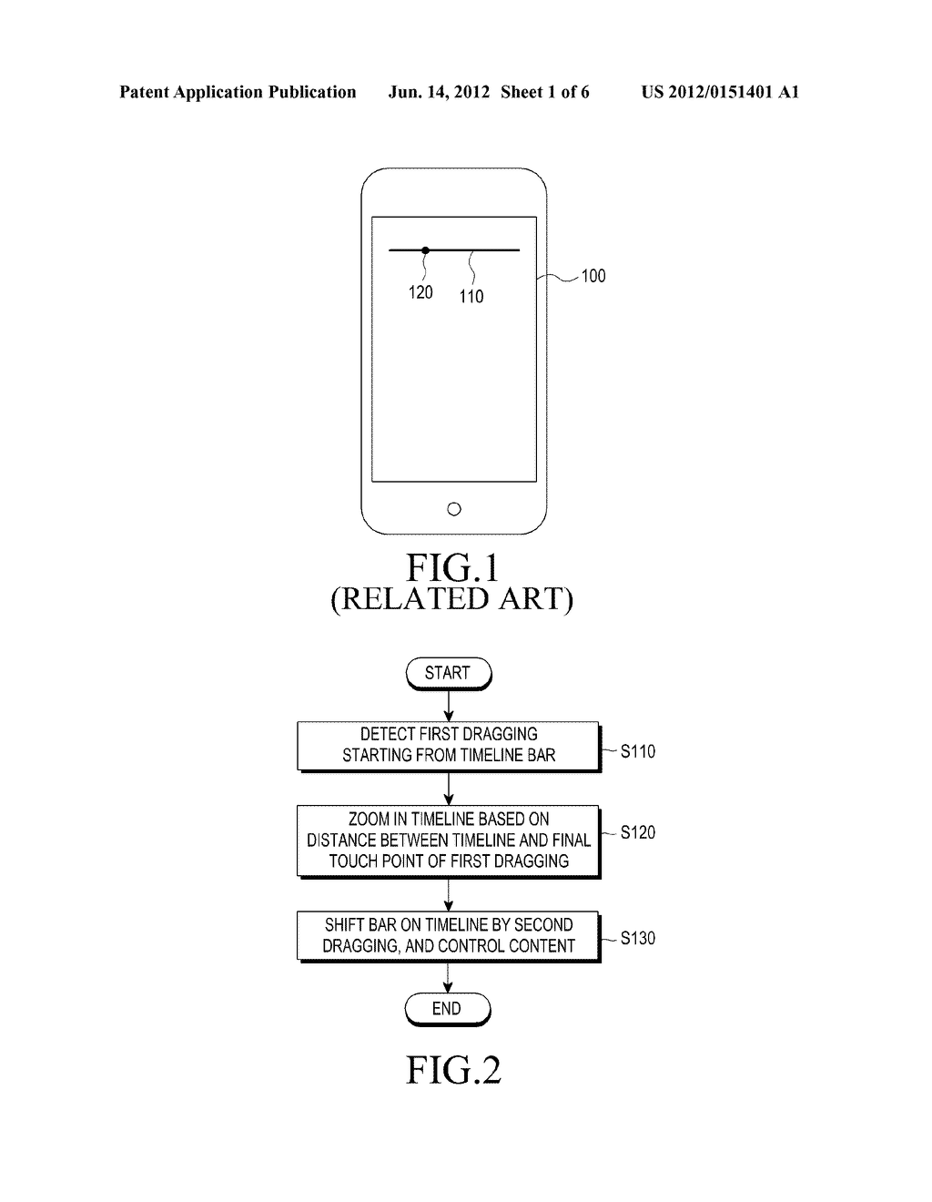 METHOD AND APPARATUS FOR CONTROLLING TOUCH SCREEN USING TIMELINE BAR,     RECORDING MEDIUM WITH PROGRAM FOR THE SAME RECORDED THEREIN, AND USER     TERMINAL HAVING THE SAME - diagram, schematic, and image 02