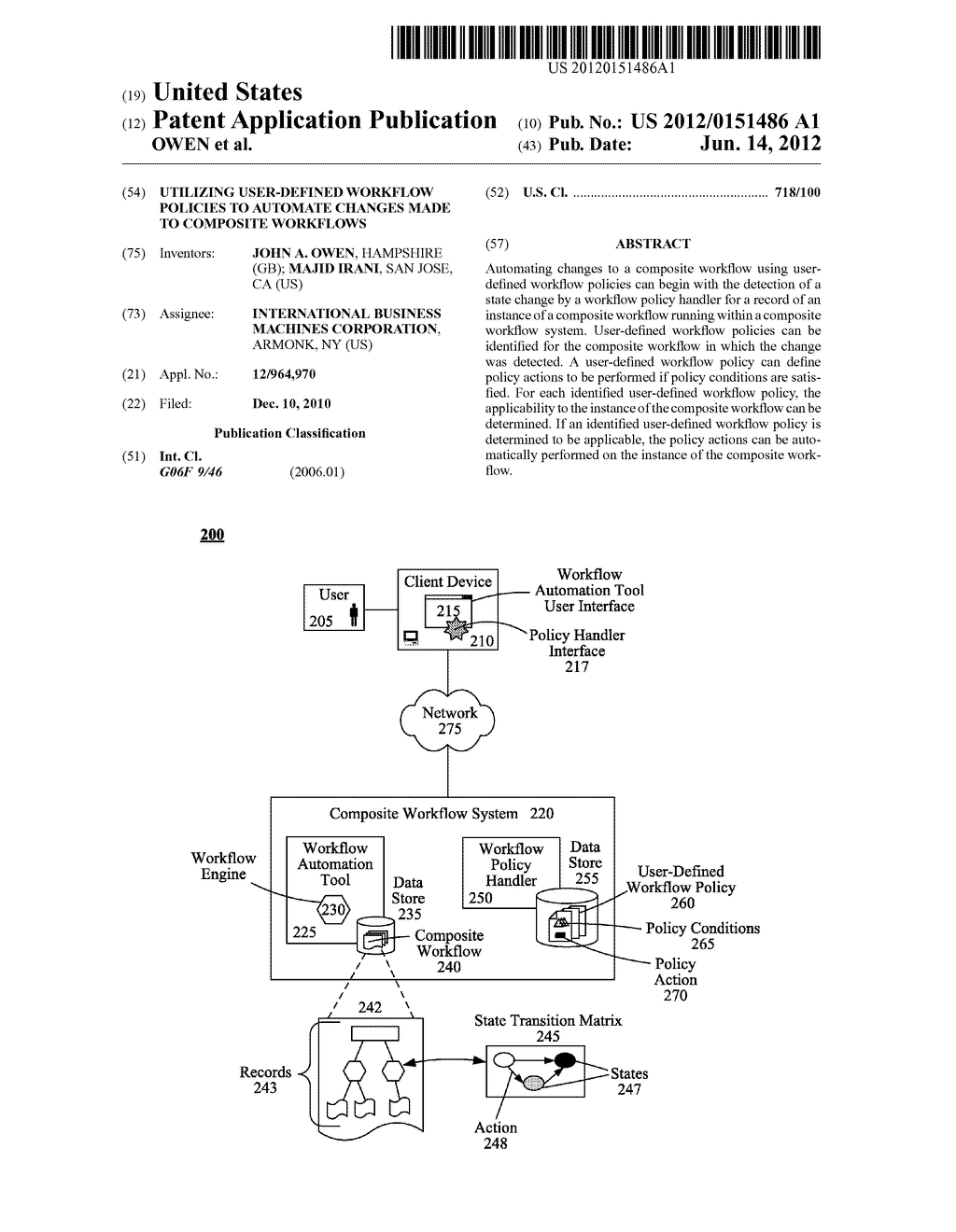 UTILIZING USER-DEFINED WORKFLOW POLICIES TO AUTOMATE CHANGES MADE TO     COMPOSITE WORKFLOWS - diagram, schematic, and image 01