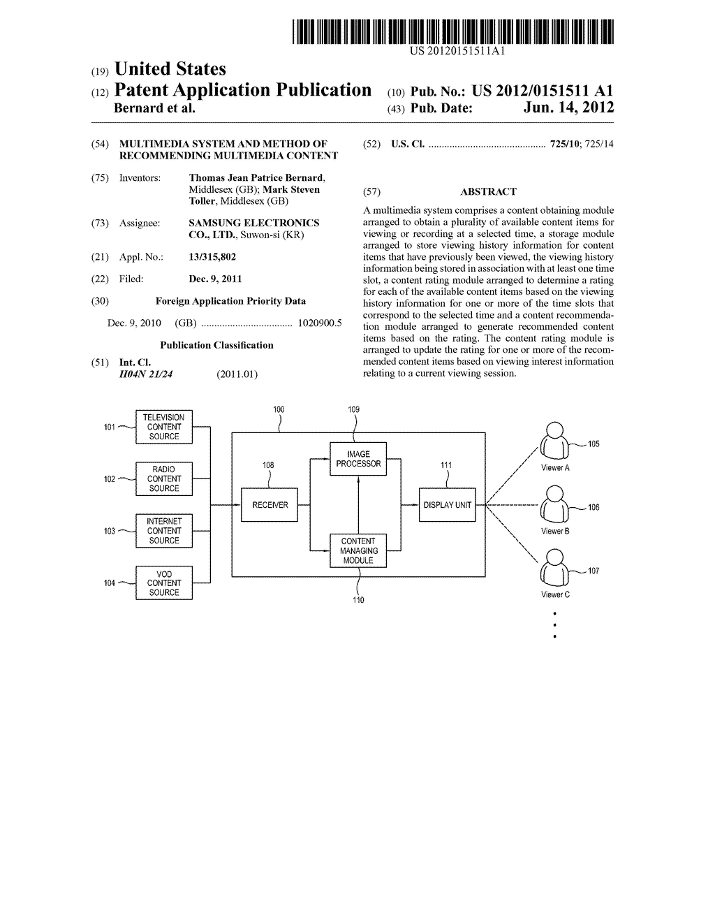 MULTIMEDIA SYSTEM AND METHOD OF RECOMMENDING MULTIMEDIA CONTENT - diagram, schematic, and image 01