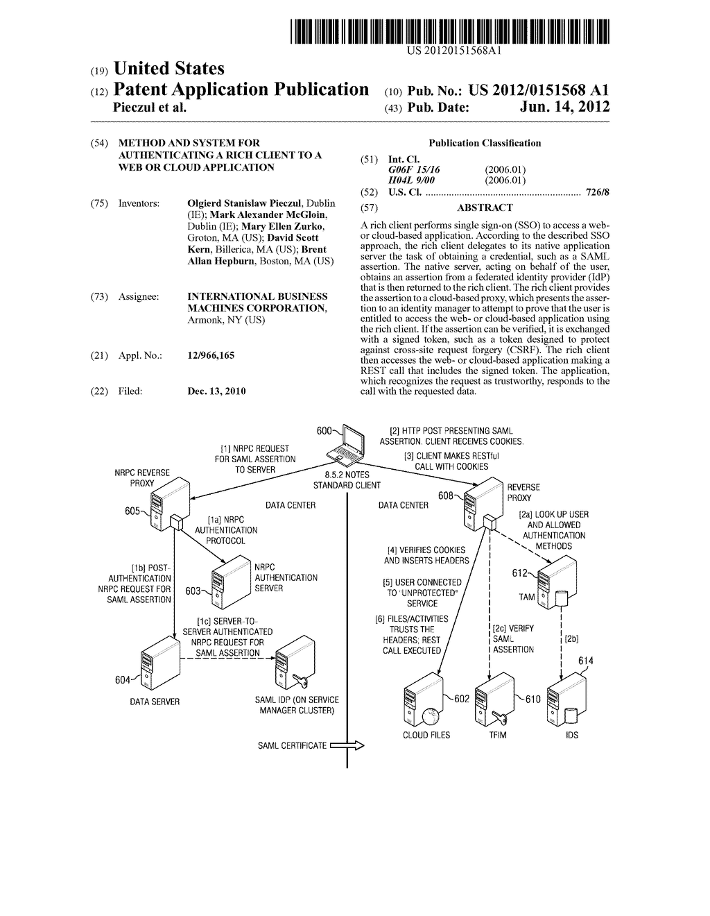 Method and system for authenticating a rich client to a web or cloud     application - diagram, schematic, and image 01