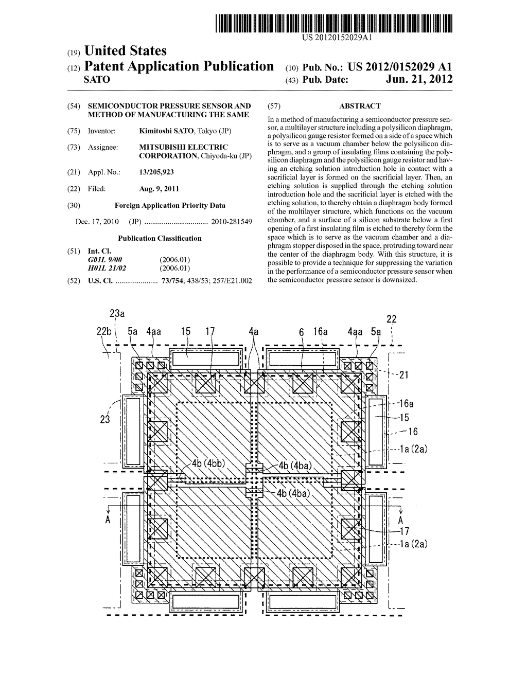 SEMICONDUCTOR PRESSURE SENSOR AND METHOD OF MANUFACTURING THE SAME - diagram, schematic, and image 01