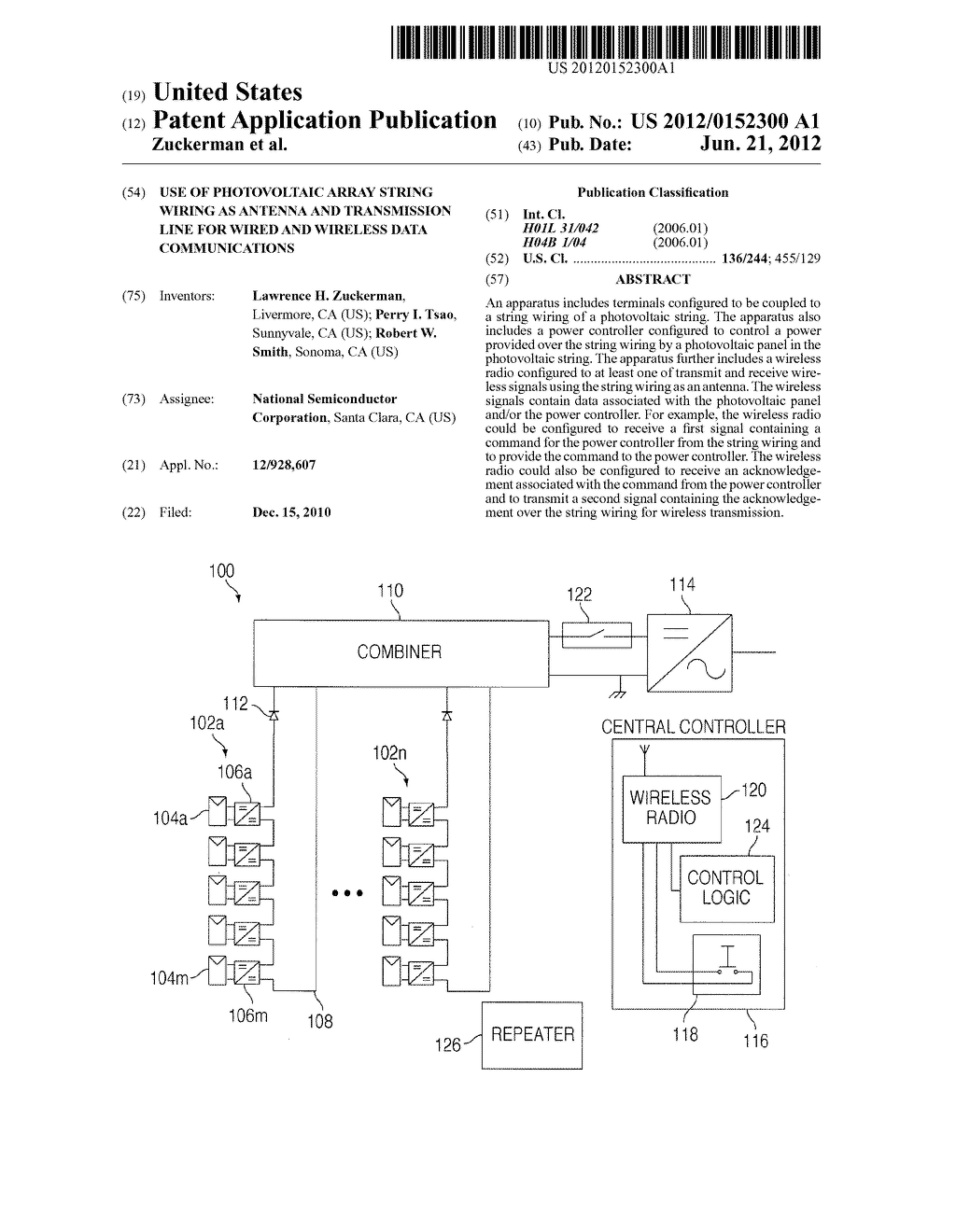 Use of photovoltaic array string wiring as antenna and transmission line     for wired and wireless data communications - diagram, schematic, and image 01