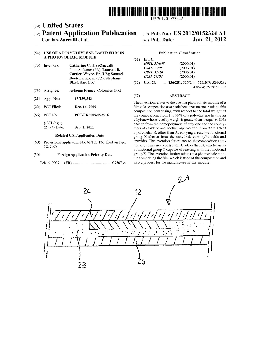 USE OF A POLYETHYLENE-BASED FILM IN A PHOTOVOLTAIC MODULE - diagram, schematic, and image 01