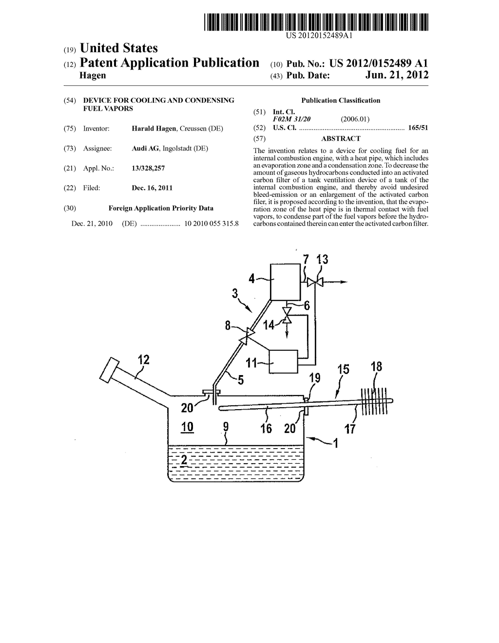 Device for cooling and condensing fuel vapors - diagram, schematic, and image 01