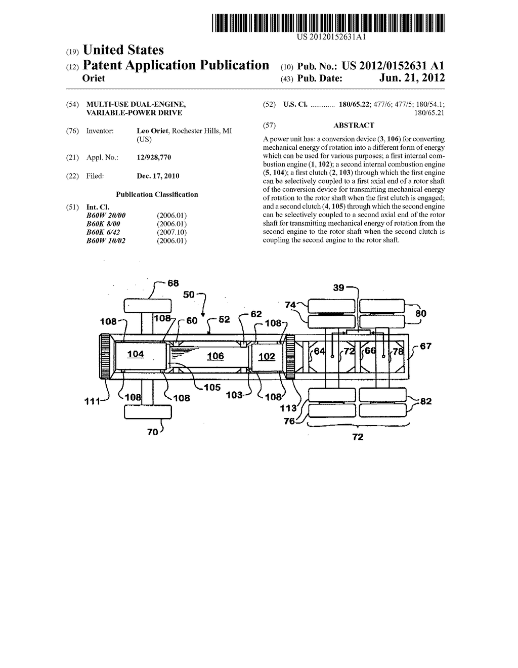 Multi-use dual-engine, variable-power drive - diagram, schematic, and image 01