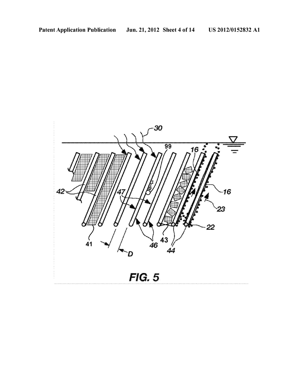 SUBMERGED SYSTEM AND METHOD FOR REMOVAL OF UNDESIRABLE SUBSTANCES FROM     AQUEOUS MEDIA - diagram, schematic, and image 05