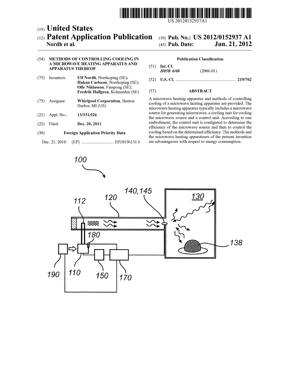 METHODS OF CONTROLLING COOLING IN A MICROWAVE HEATING APPARATUS AND     APPARATUS THEREOF - diagram, schematic, and image 01