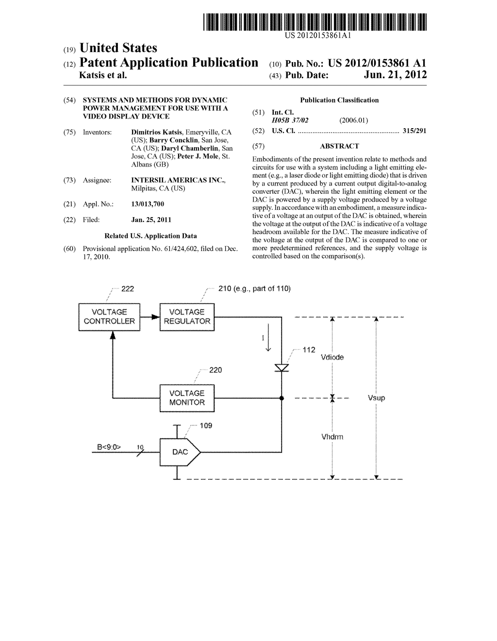 SYSTEMS AND METHODS FOR DYNAMIC POWER MANAGEMENT FOR USE WITH A VIDEO     DISPLAY DEVICE - diagram, schematic, and image 01