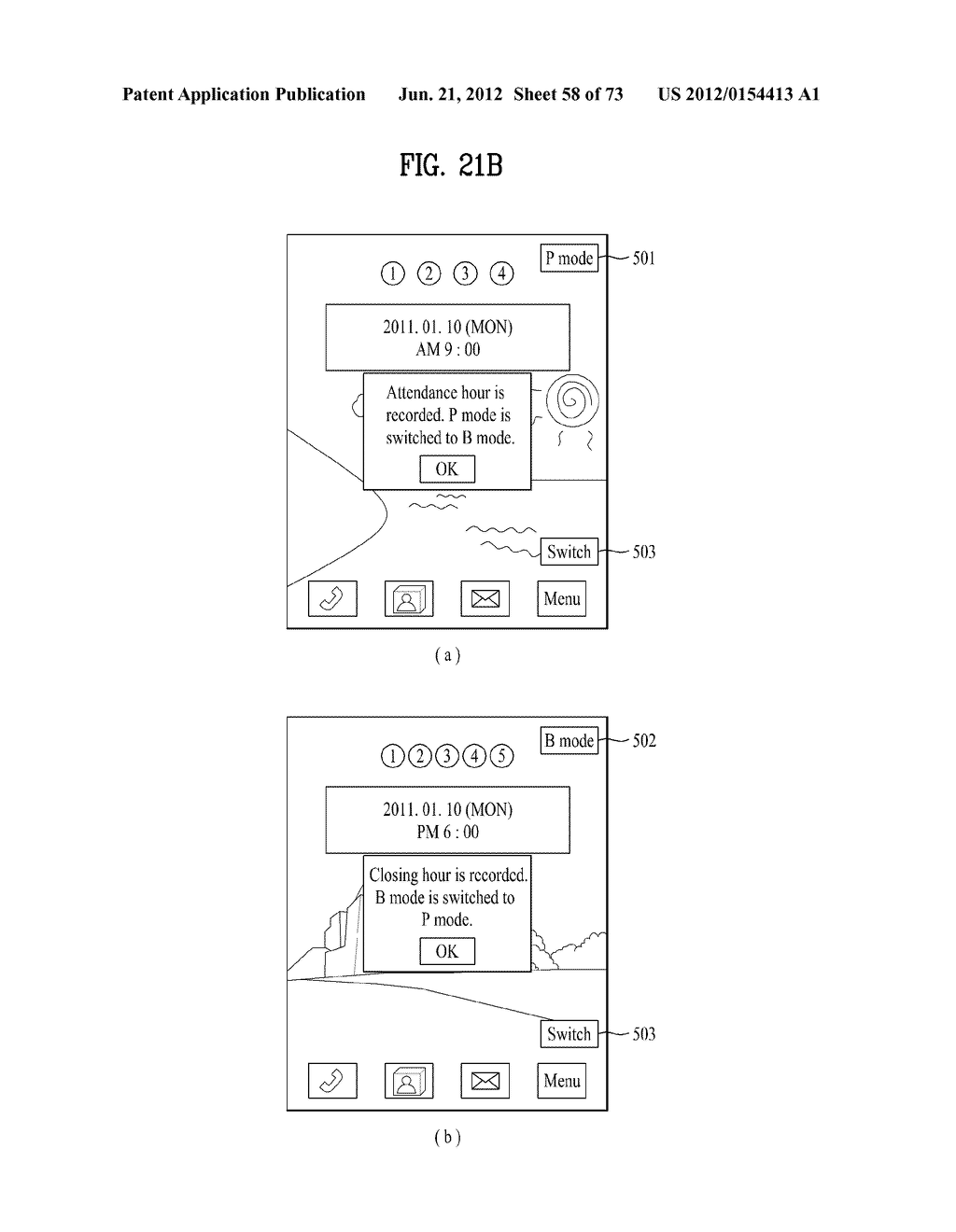 MOBILE TERMINAL AND METHOD OF CONTROLLING A MODE SWITCHING THEREIN - diagram, schematic, and image 59