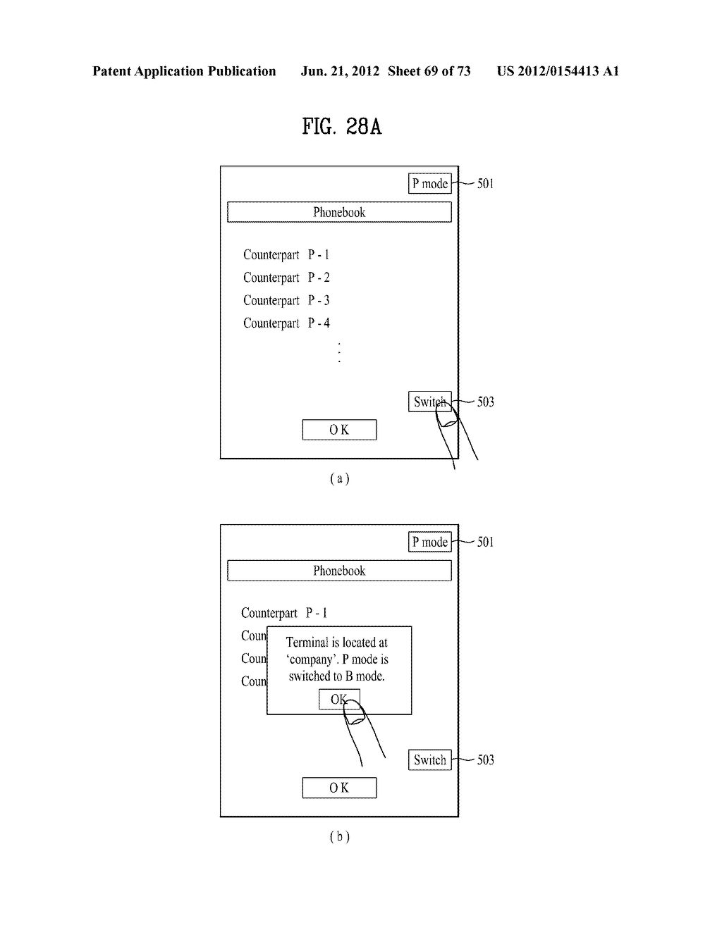 MOBILE TERMINAL AND METHOD OF CONTROLLING A MODE SWITCHING THEREIN - diagram, schematic, and image 70