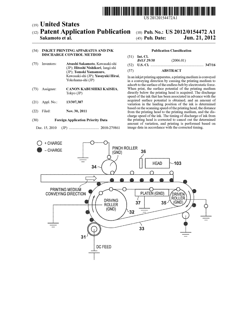 INKJET PRINTING APPARATUS AND INK DISCHARGE CONTROL METHOD - diagram, schematic, and image 01