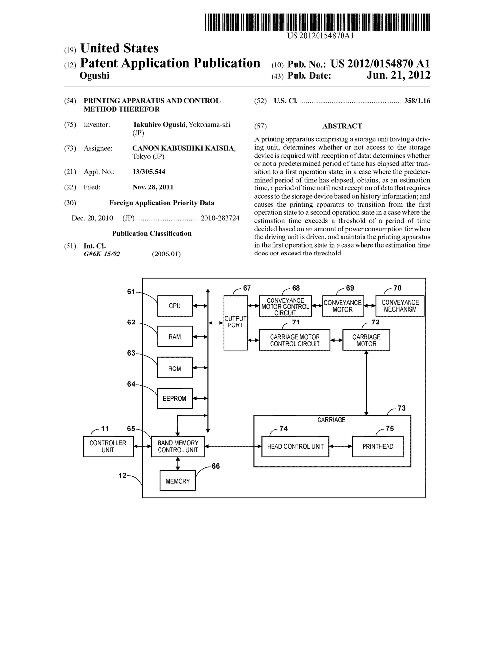 PRINTING APPARATUS AND CONTROL METHOD THEREFOR - diagram, schematic, and image 01