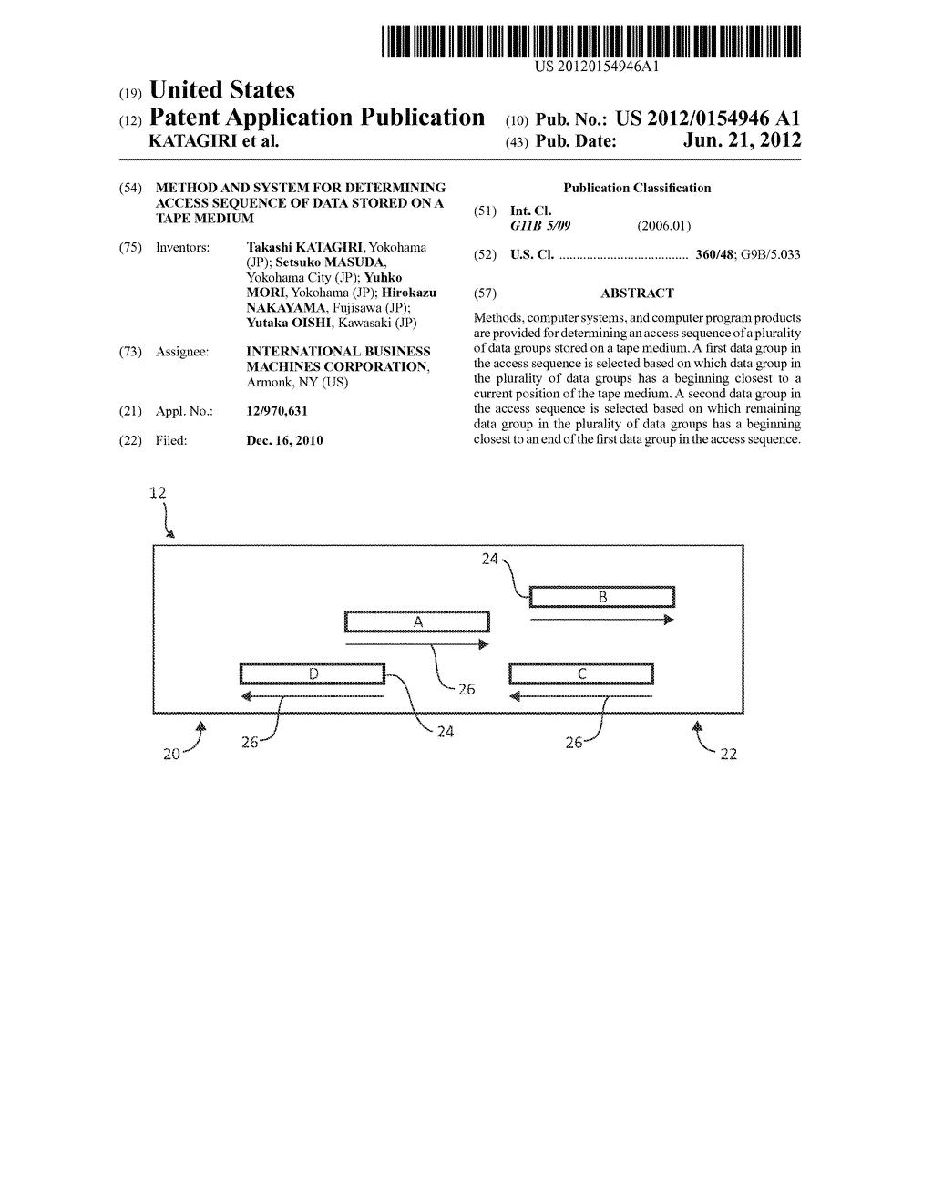 METHOD AND SYSTEM FOR DETERMINING ACCESS SEQUENCE OF DATA STORED ON A TAPE     MEDIUM - diagram, schematic, and image 01