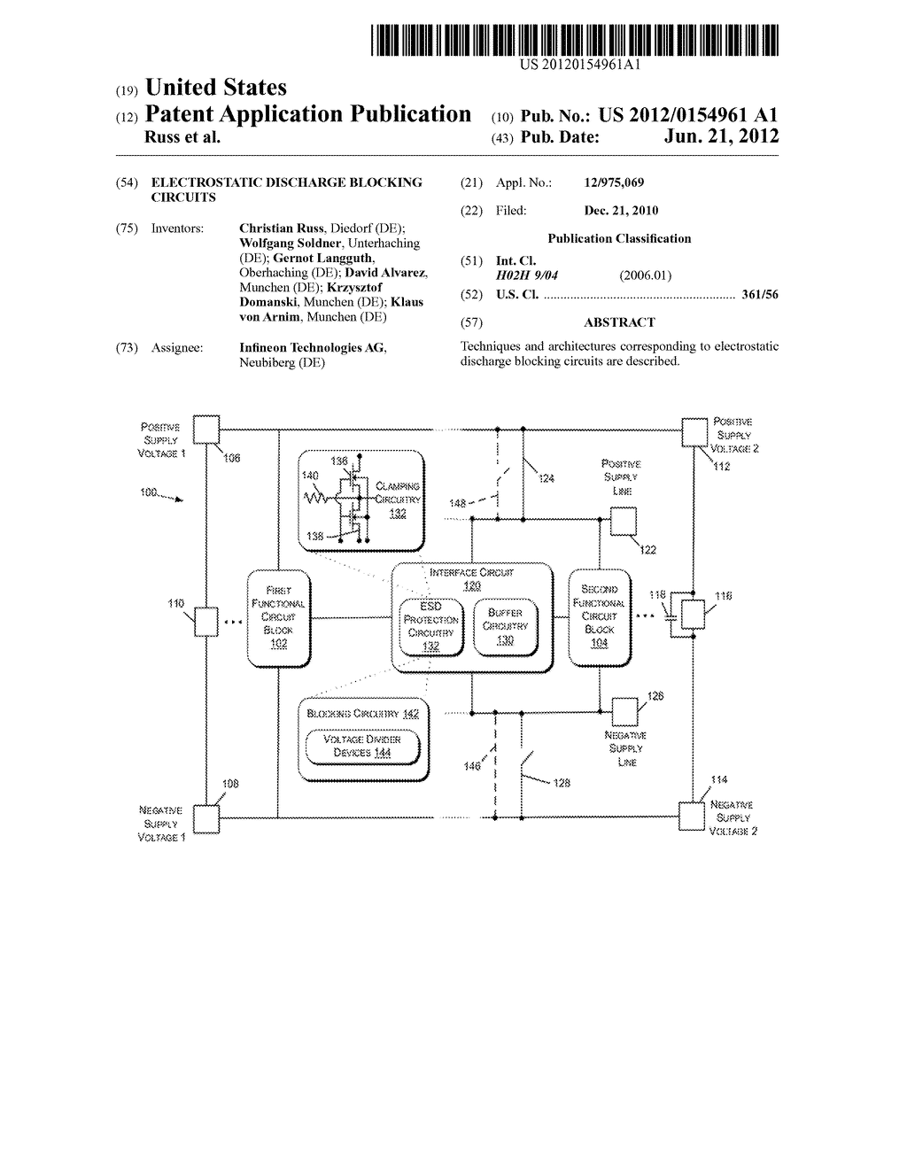 ELECTROSTATIC DISCHARGE BLOCKING CIRCUITS - diagram, schematic, and image 01