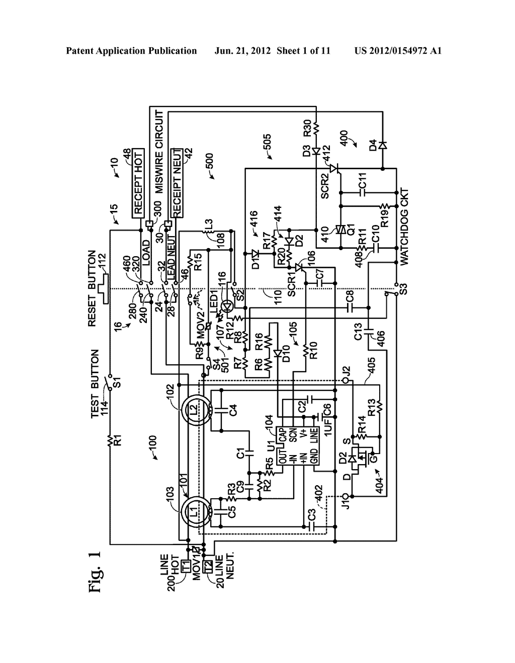 ELECTRICAL WIRING DEVICE WITH PROTECTIVE FEATURES - diagram, schematic, and image 02