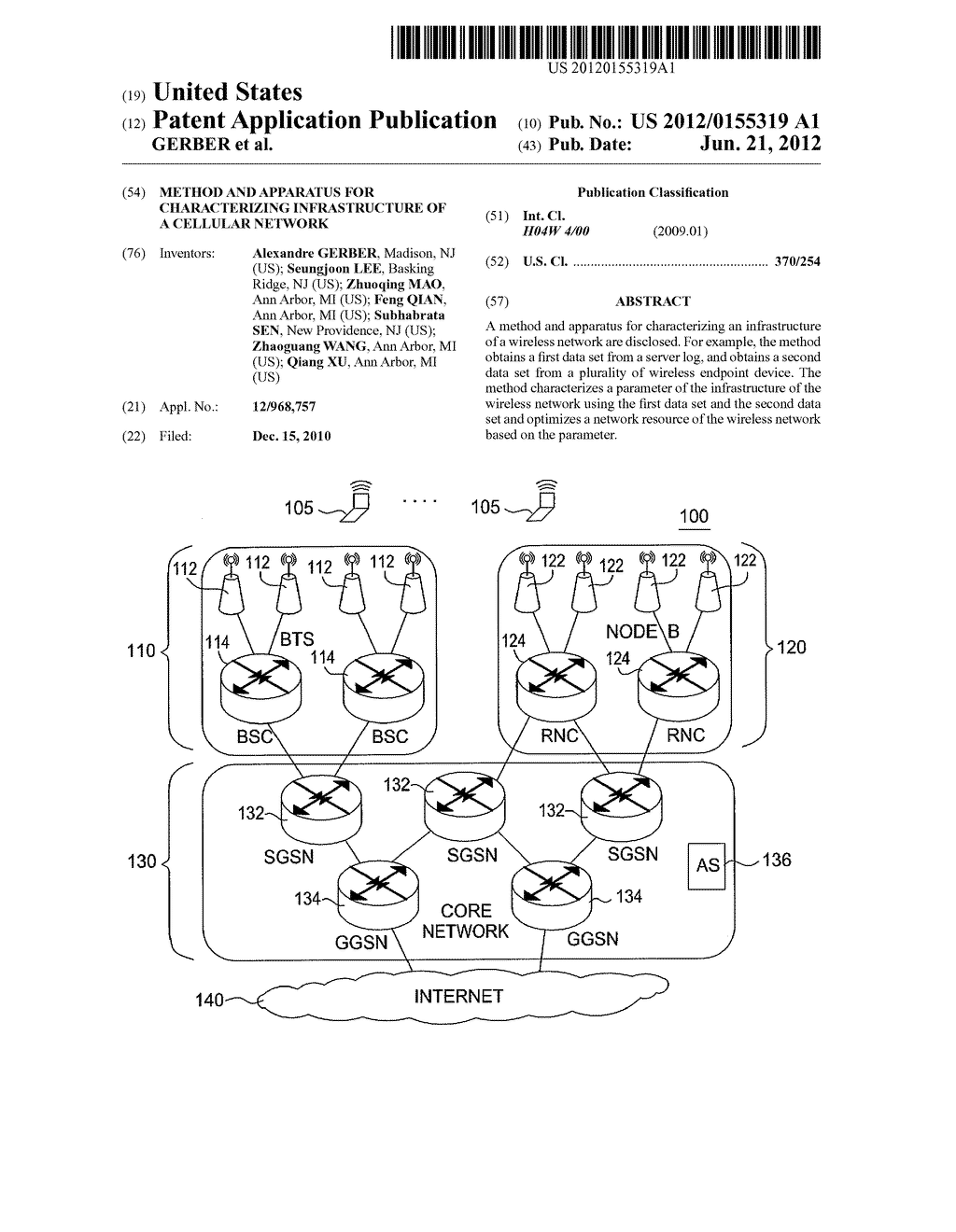 METHOD AND APPARATUS FOR CHARACTERIZING INFRASTRUCTURE OF A CELLULAR     NETWORK - diagram, schematic, and image 01