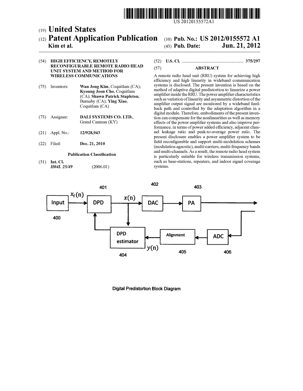 High efficiency, remotely reconfigurable remote radio head unit system and     method for wireless communications - diagram, schematic, and image 01