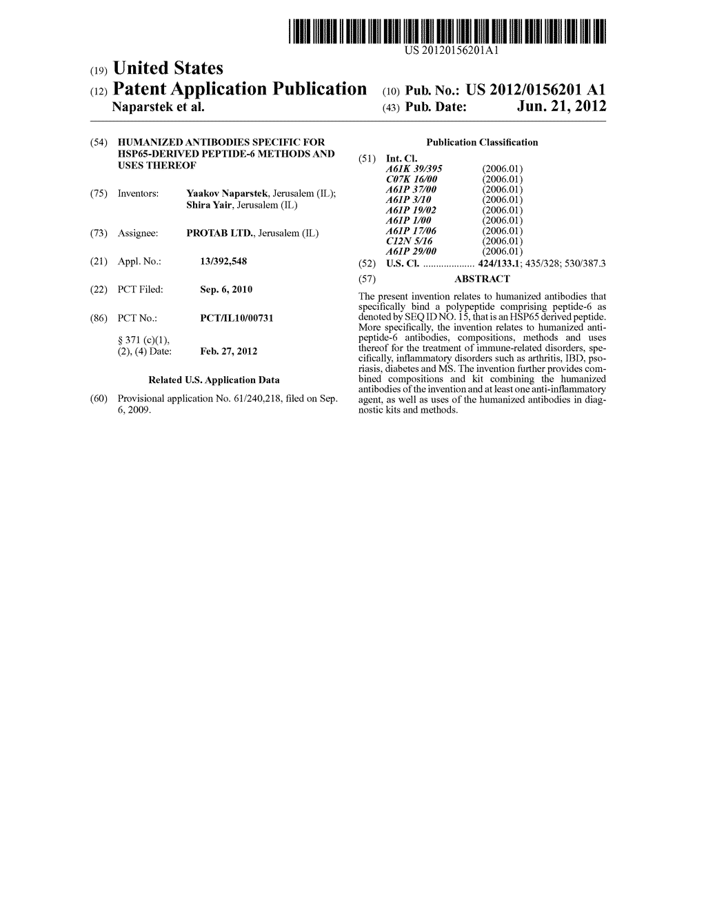 HUMANIZED ANTIBODIES SPECIFIC FOR HSP65-DERIVED PEPTIDE-6 METHODS AND USES     THEREOF - diagram, schematic, and image 01