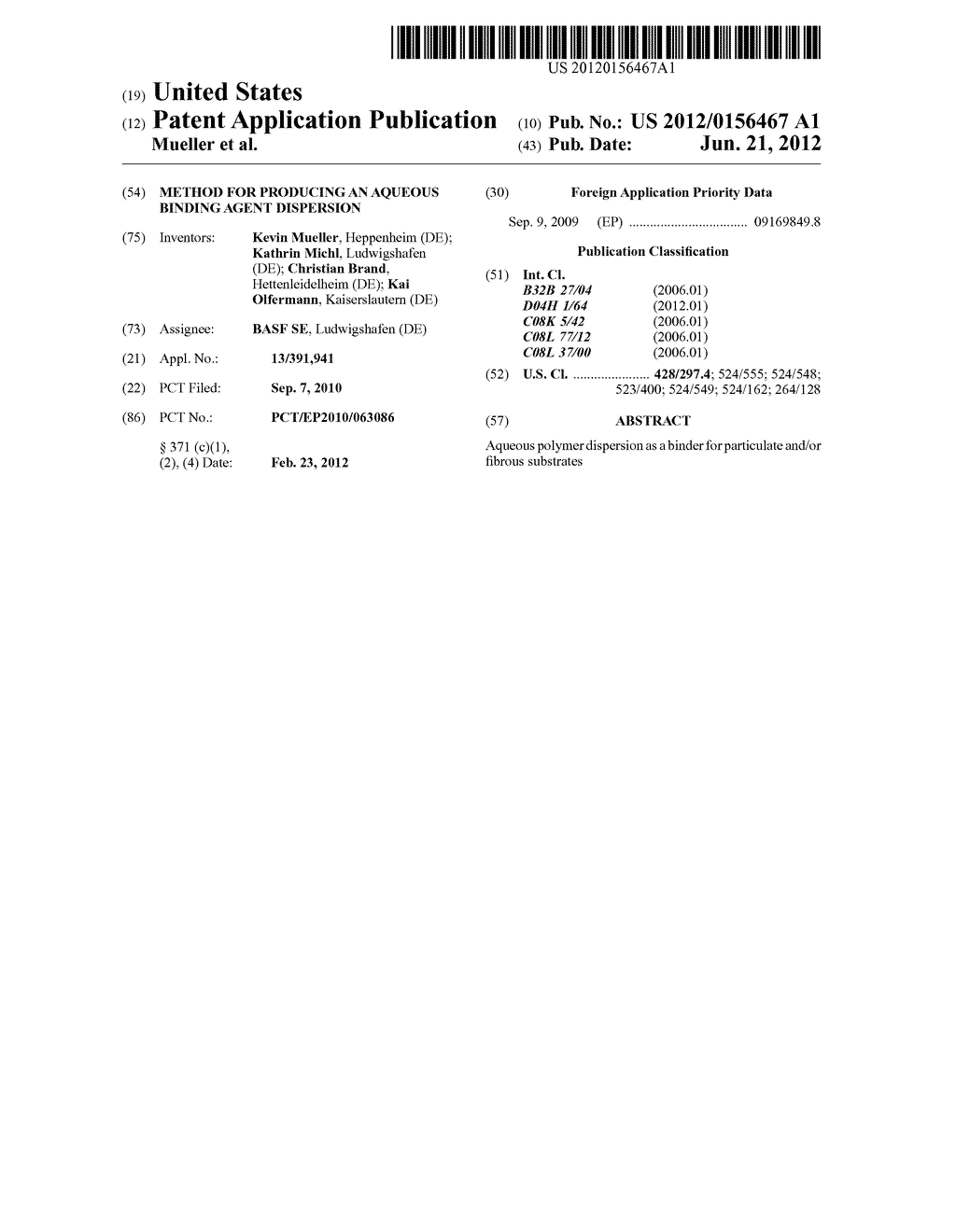 METHOD FOR PRODUCING AN AQUEOUS BINDING AGENT DISPERSION - diagram, schematic, and image 01