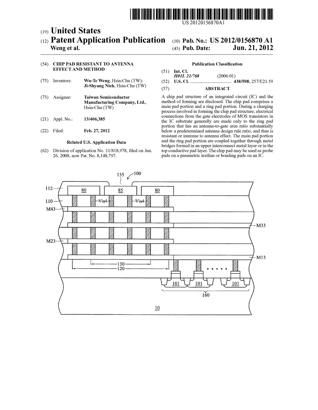 Chip Pad Resistant to Antenna Effect and Method - diagram, schematic, and image 01