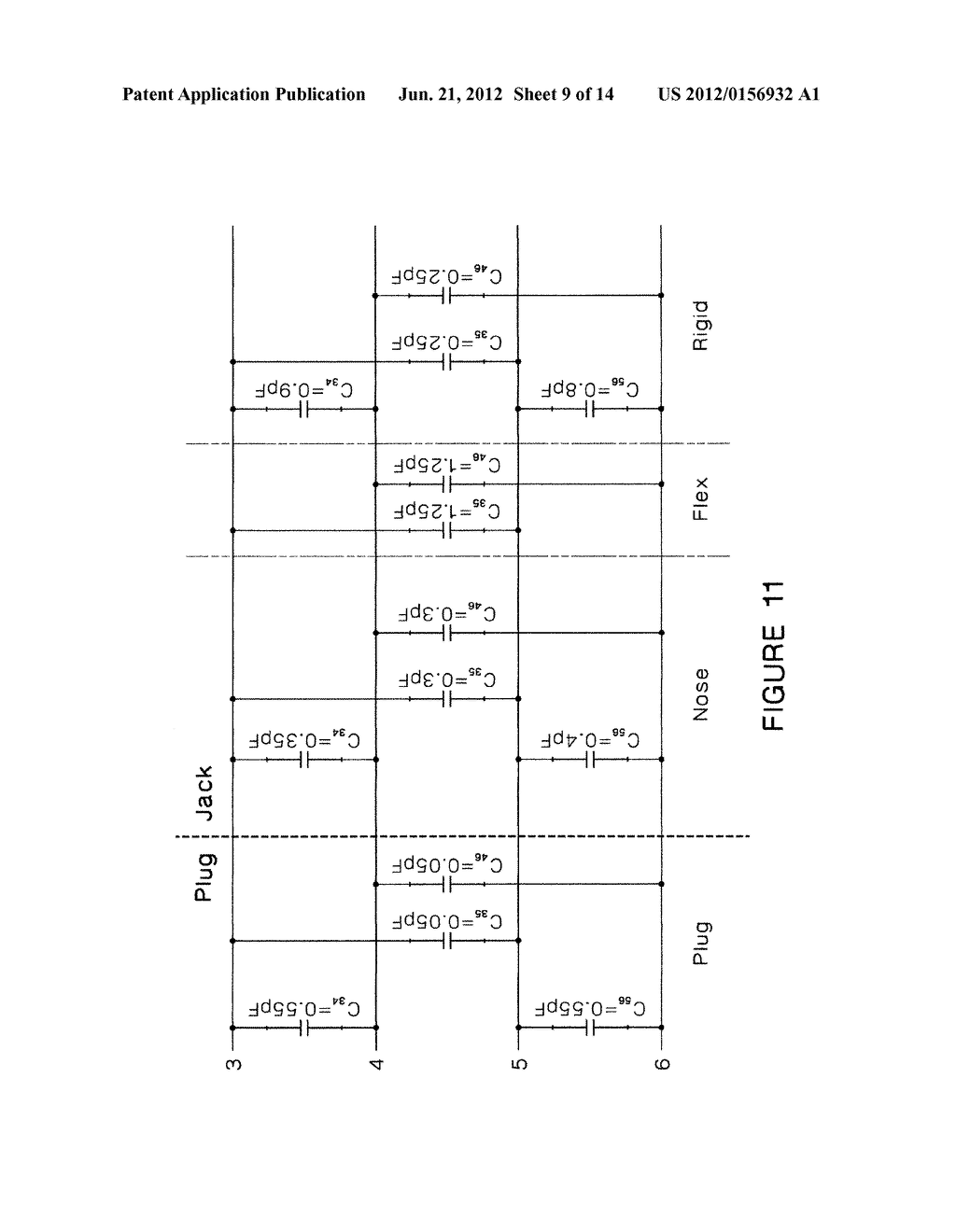 Method and System for Reducing Internal Crosstalk and Common Mode Signal     Generation Within a Plug/Jack Combination - diagram, schematic, and image 10