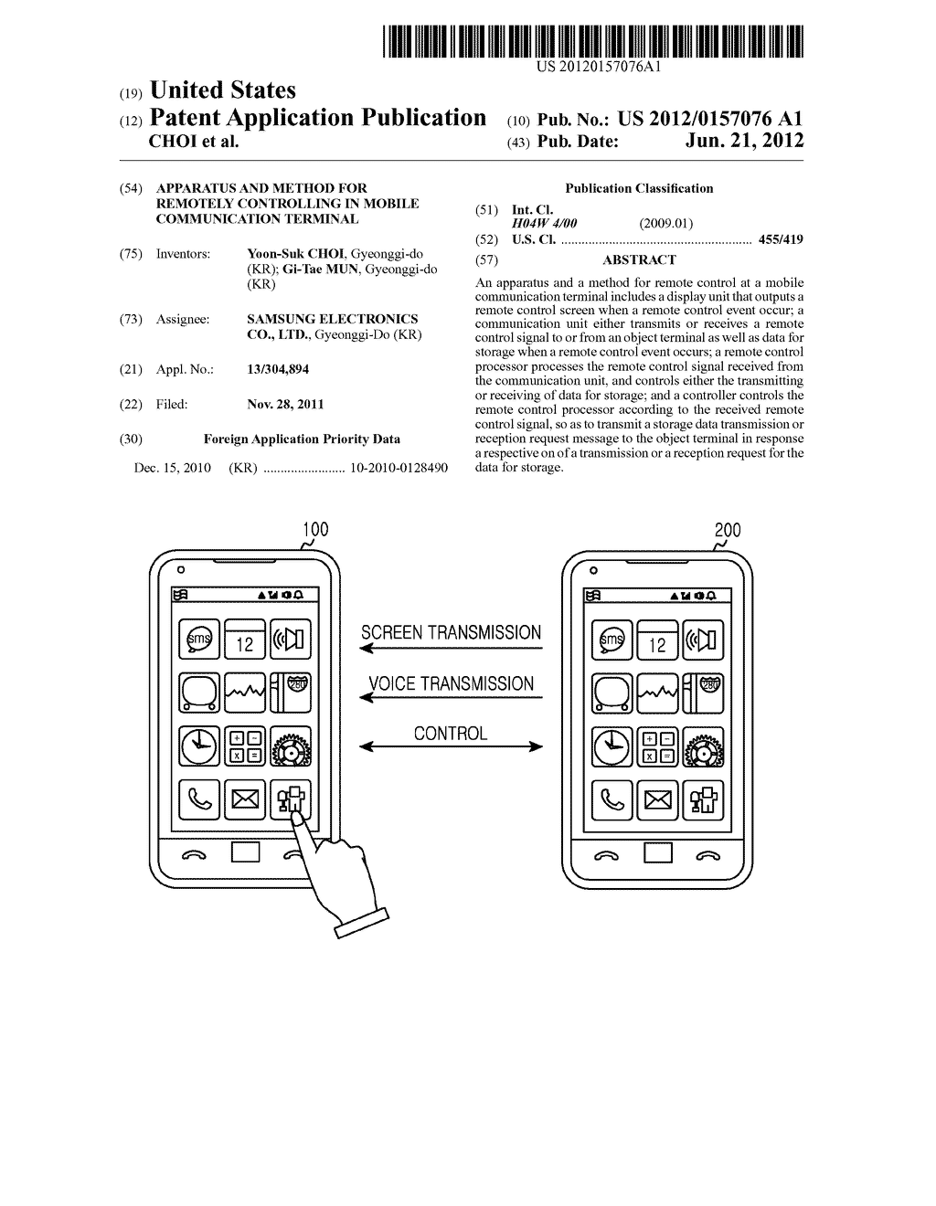 APPARATUS AND METHOD FOR REMOTELY CONTROLLING IN MOBILE COMMUNICATION     TERMINAL - diagram, schematic, and image 01