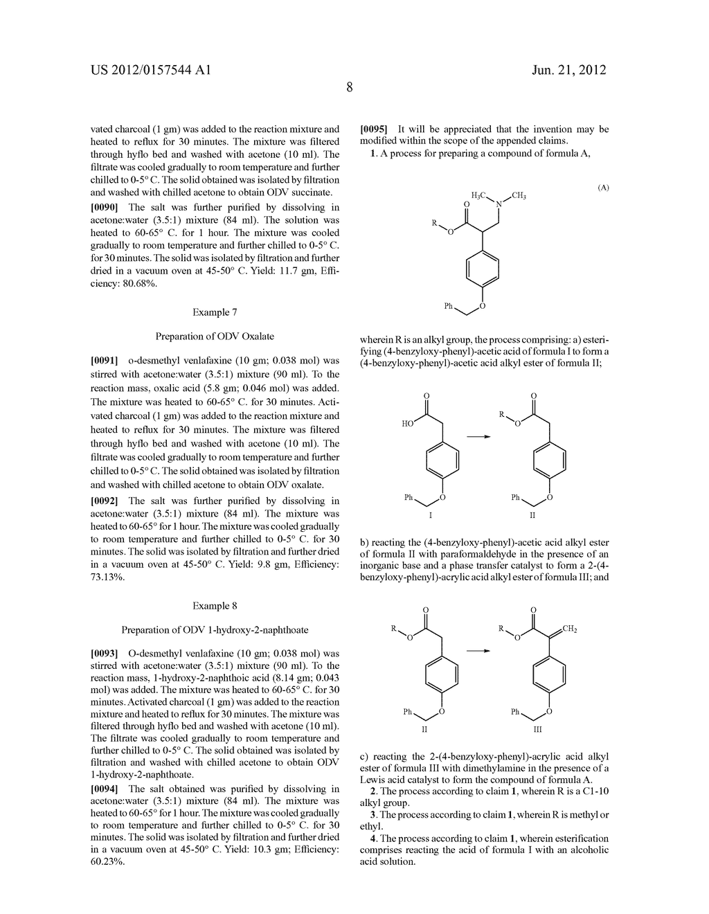 Process for the Preparation of O-Desmethyl Venlafaxine and Intermediate     for Use Therein - diagram, schematic, and image 09