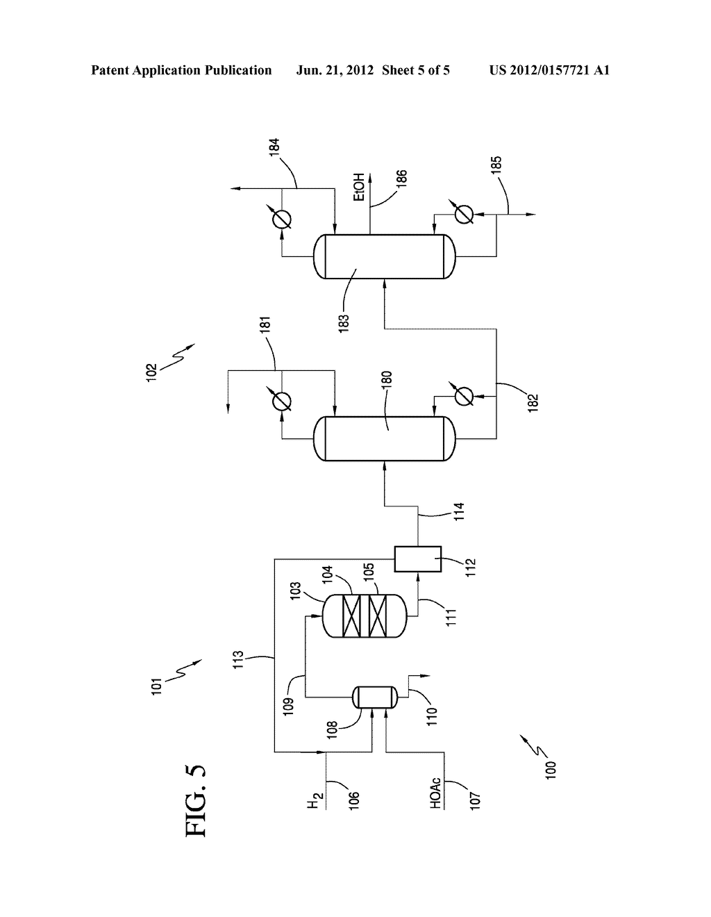 PROCESS FOR PRODUCING ETHANOL USING MULTIPLE BEDS EACH HAVING DIFFERENT     CATALYSTS - diagram, schematic, and image 06