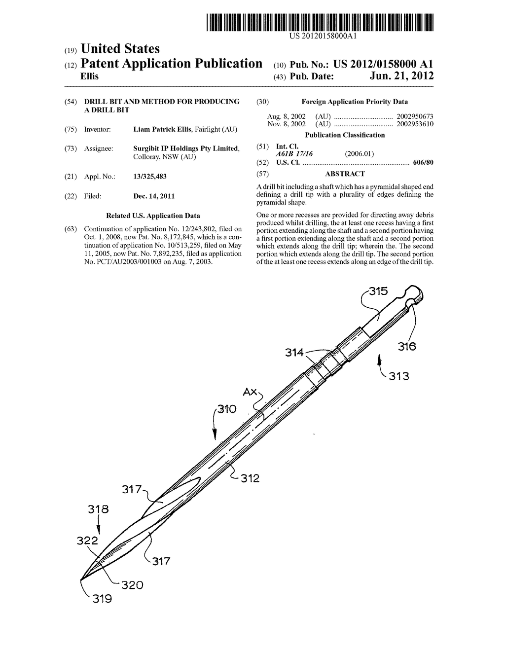 DRILL BIT AND METHOD FOR PRODUCING A DRILL BIT - diagram, schematic, and image 01