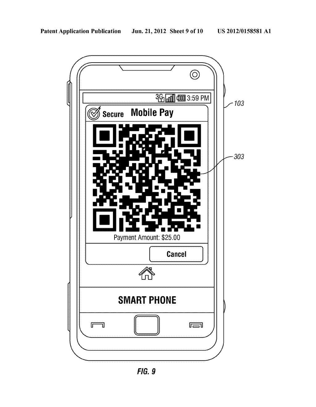 Automatic Electronic Payments Via Mobile Communication Device With Imaging     System - diagram, schematic, and image 10