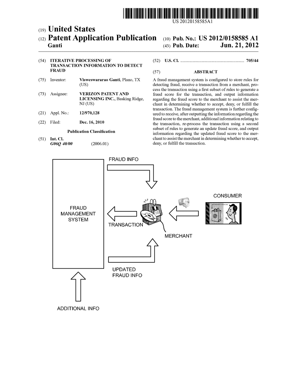 ITERATIVE PROCESSING OF TRANSACTION INFORMATION TO DETECT FRAUD - diagram, schematic, and image 01