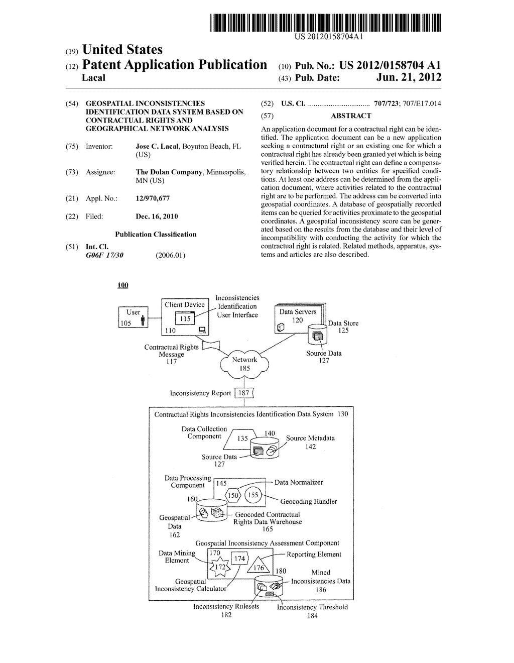 GEOSPATIAL INCONSISTENCIES IDENTIFICATION DATA SYSTEM BASED ON CONTRACTUAL     RIGHTS AND GEOGRAPHICAL NETWORK ANALYSIS - diagram, schematic, and image 01