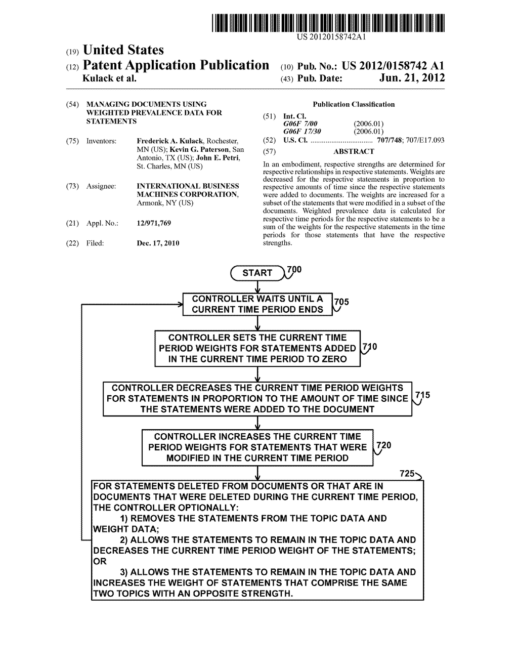 MANAGING DOCUMENTS USING WEIGHTED PREVALENCE DATA FOR STATEMENTS - diagram, schematic, and image 01