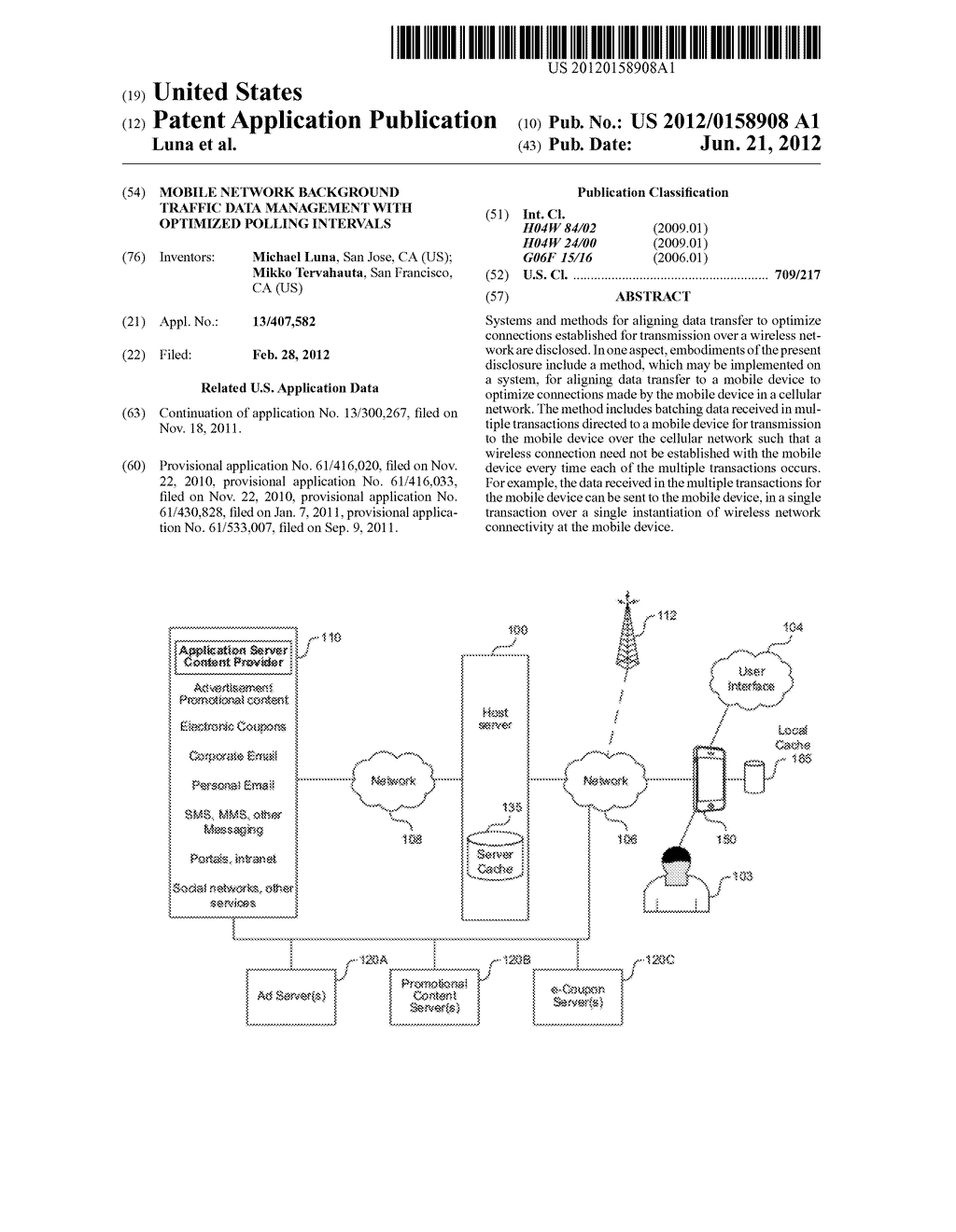 MOBILE NETWORK BACKGROUND TRAFFIC DATA MANAGEMENT WITH OPTIMIZED POLLING     INTERVALS - diagram, schematic, and image 01